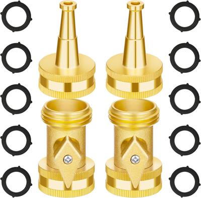 #ad Brass Hose Nozzle High Pressure Jet Nozzle 4 Count 2 Set Heavy Duty Water H $14.68