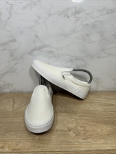 Vans Classic Slip-On Women White Canvas Walking Skate Sneakers 500714 Sz 8