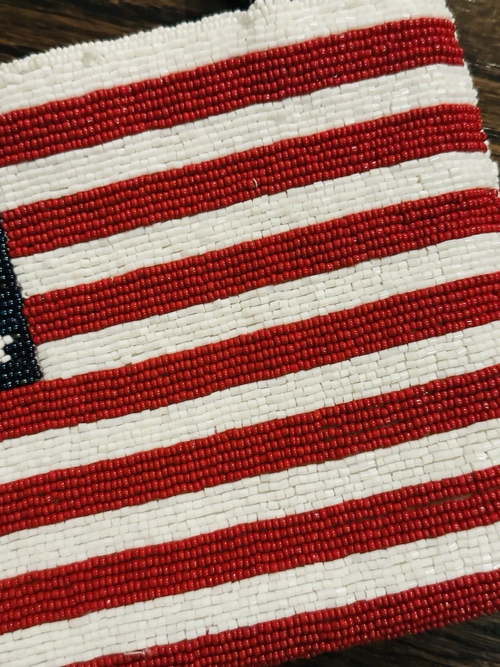 Винтажный Валери Стивенс вечер сумка США флаг бисером красный белый синий Дамская сумка с Ярлыками - Изображение 4 из 4