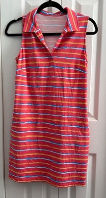 J McLaughlin Ayla Dress Womens Size Small Orange Coral-Collar Sleeveless EUC