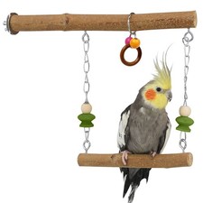 Wood Bird Swing with Hardware Parakeet Perch Stand Cockatiel Cage Toy