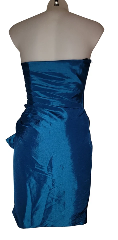 Vestido de graduación gótico coqueta sin tirantes con cuentas metálicas azules de los 90 para mujer talla 4 Foto 2 de 4