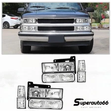 Headlights + Corner Lamps For 94-99 Chevy C/K Tahoe Suburban 15034929