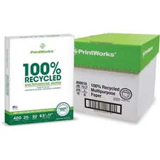 Recycled White Printer Paper 8.5 x 11 20 lb 2400 Sheets 92 Bright Multipurpose