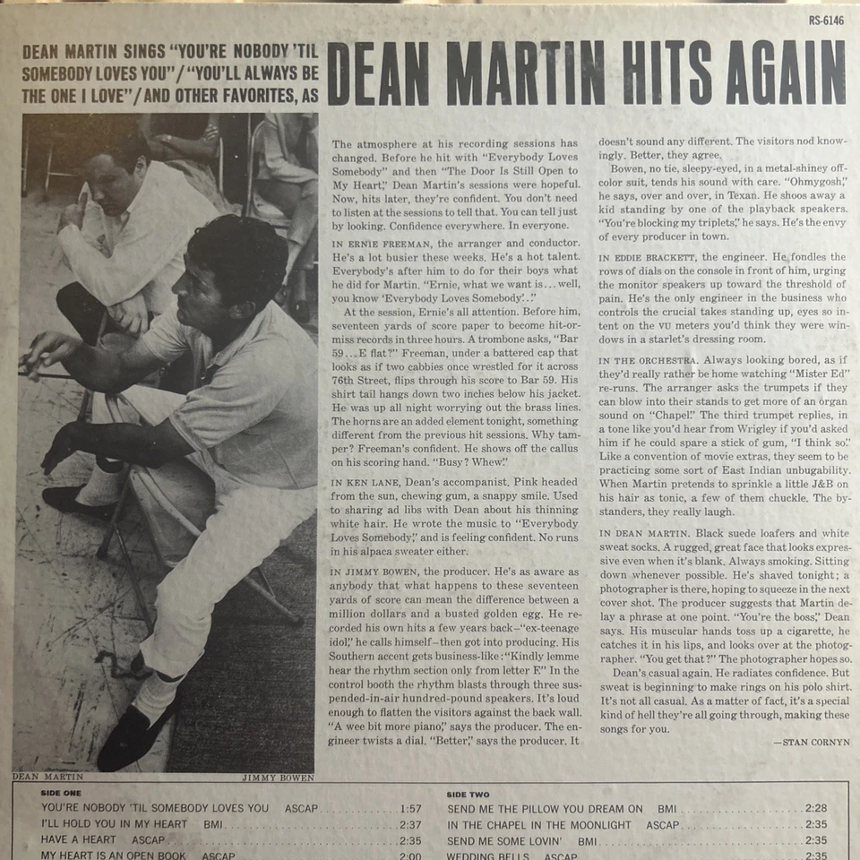 (NEW) DEAN MARTIN "HITS AGAIN" (RARE VINYL / 1ST RL- 1965 / GEM) - Image 2 of 3