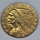 1914 2 1/2 Dollar Gold Indian Head Quarter Eagle