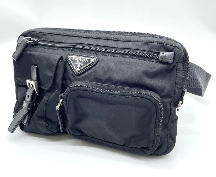 Auténtico bolso de cintura Prada Triángulo Logo Nylon Cuero BM0008 NS111332 Foto 2 de 4