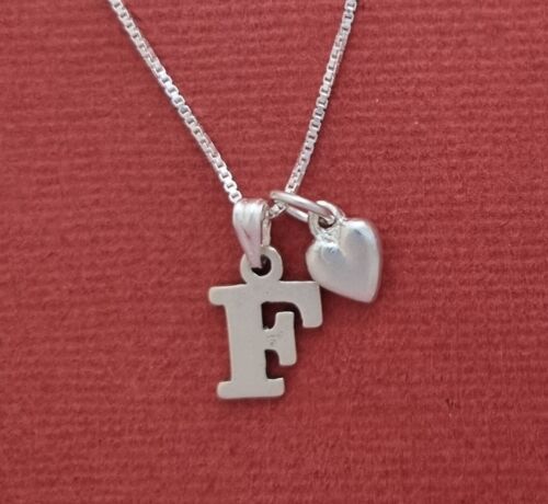 Sterling Silver Initial Letter Necklace Alphabet Heart Solid 925 pendant n chain - Picture 19 of 39