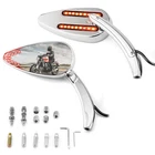 Motorcycle Rear View Mirrors w/Turn Signal For Harley Sportster 883 Fatboy Dyna