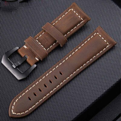 Crazy Horse Brushed Genuine Leather Watch Band Strap 20/22/24/26mm for Panerai