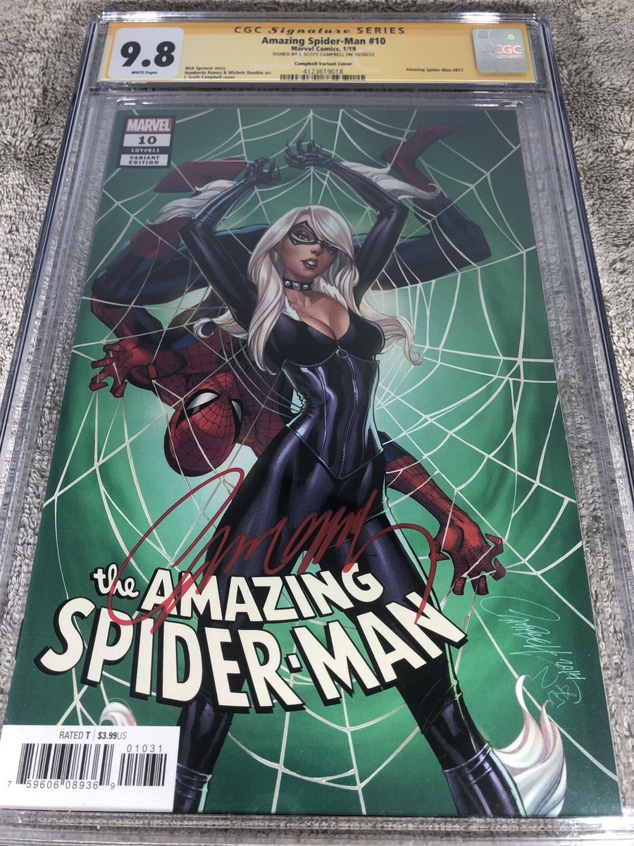 Amazing SPIDER MAN 10 CGC SS 9.8 J Scott Campbell Black Cat