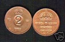 SVEZIA 2 ORE KM-821 1961-1991 x 50 pezzi lotto MONETA RE CORONA SVEDESE UNC MONEY