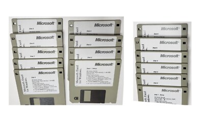 1993 Microsoft Excel For Windows Version 5.0 Floppy Disc 3.5  Disk 1-6 & 1-9