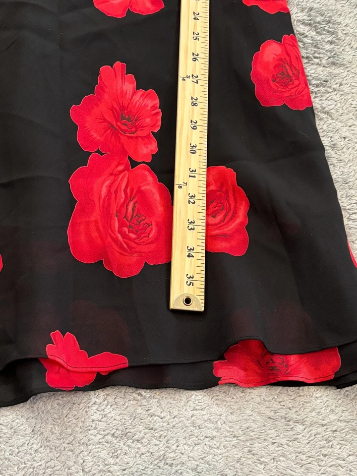 Vestido Vaina Jones New York Talla Sin Mangas Estampado Floral Negro Rojo Rosas Foto 4 de 4