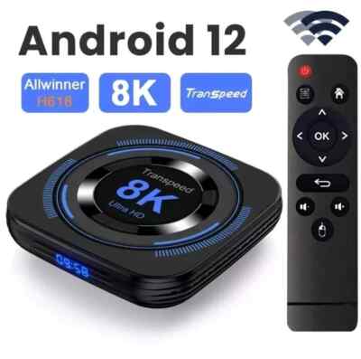Transpeed Android 12 TV-Box H618 32G 8K 4K Dual WiFi BT Voice Media Player UK
