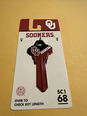 Oklahoma Sooners Licensed NCAA SC1 68 Logo key Schlage  Two Color Blank Uncut