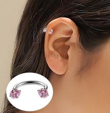 Feminine Pink Cubic Zircon Septum Nipple Lip Nose Hoop Ring Piercing Jewelry 1pc