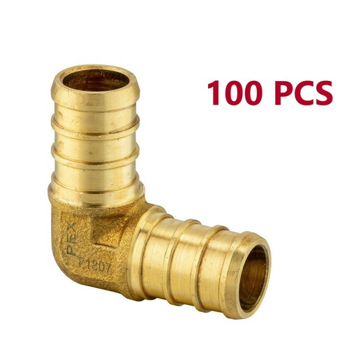 EFIELD 100 PCS  1/2" X1/2"  ELBOW PEX BRASS BARB CRIMP FITTINGS, Lead free