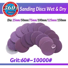 Sanding Discs Pads Wet & Dry Ø 25mm-150mm Hook and Loop Sandpaper Grits 60-10000