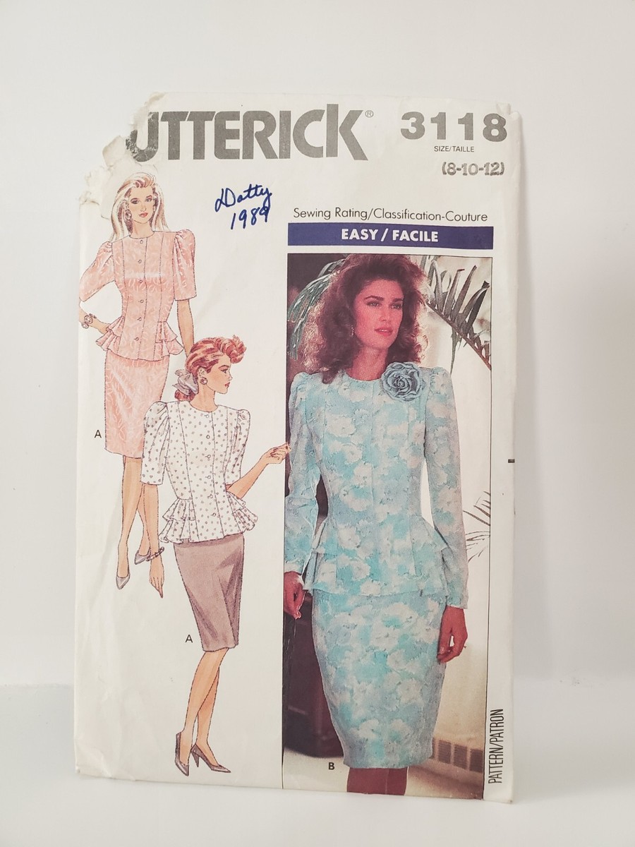 マリックページ Butterick 3118 Size 12 Top & Skirt Cut and Complete 1989 | eBay