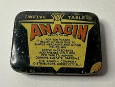 Vintage Anacin Headache Medicine Tin Container / Unknown Content
