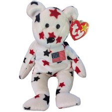 Glory Teddy Bear Born July 4 1997 Ty Beanie Baby Election Year Red White  Blue