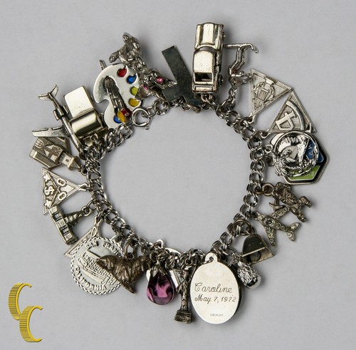 Unique Sterling Silver Charm Bracelet with 27 Charms eBay