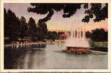 Montreal Canada Lafontaine Park Illuminated Fountain Landmark WB Postcard