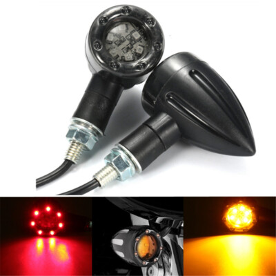 2x LED 12V motorcycle turn signals taillight brake light universal 3 in1 for ATV scooter