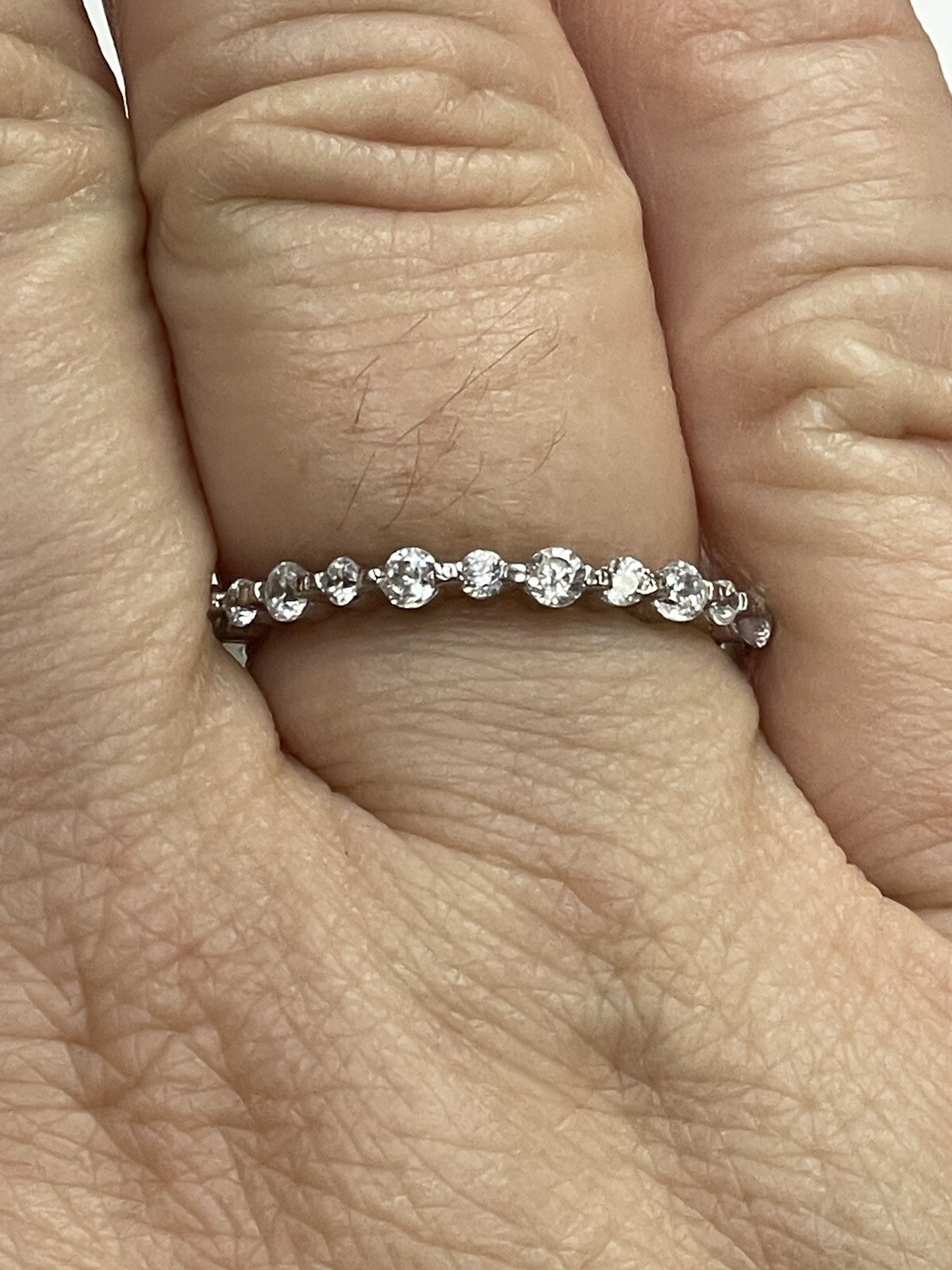 STERLING SILVER 925 STACKABLE BAND RING WITH CZs … - image 2