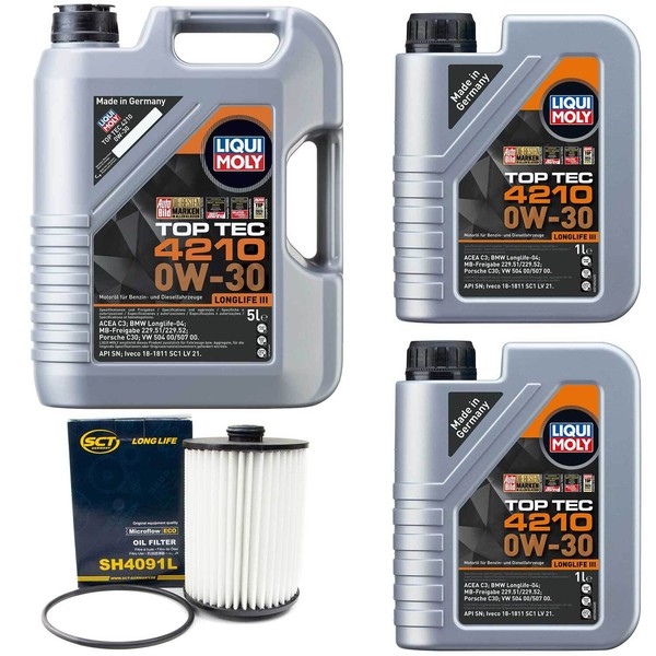 MotoröL Set Top Tec 4210 0W-30 Liqui Moly 7 Liter + ÖLfilter FüR Porsche VW 3.6-image