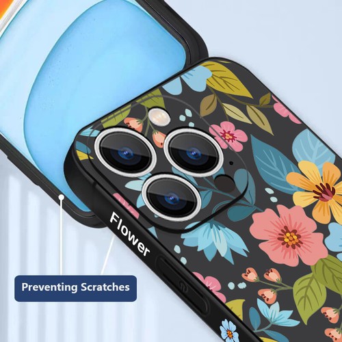For iPhone 16 15 14 Pro Max 13 12 11 XS Shockproof Flower Lanyard Case TPU Cover - Picture 4 of 19