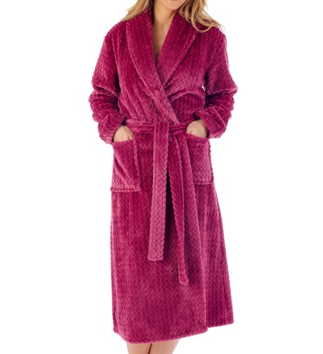 Dressing Gown Slenderella Ladies Zig Zag Robe Shawl Collar Wrap Fleece Housecoat - Picture 63 of 82
