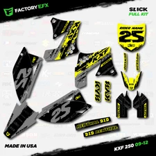 Gray Yellow Slick Racing Graphics Kit fits 09-12 Kawasaki Kxf250 Sticker Kxf 250