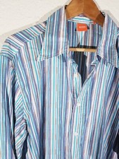 HTF NEW Hugo Boss orange geometric Stripe Texture LS button up Shirt Men XL