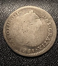 Scarce Colonial America 1781 FF 1 Real Colony Silver Milled Bust World Coin $