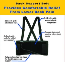 Weight Lift Lumbar Back Waist Support Belt Brace Suspenders XL: waist 37"-44"