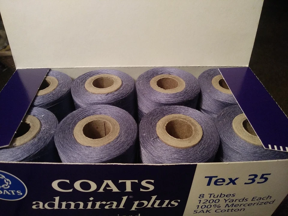 Coats Admiral Plus Tex 35, Tex Blue, Mercerized, SAK Cotton, 8 tubes - Image 3 of 4