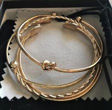 NEW Trendy Stacked Gold Bangles/Bracelets Set Of 5 Cute Bracelet - Free Ship