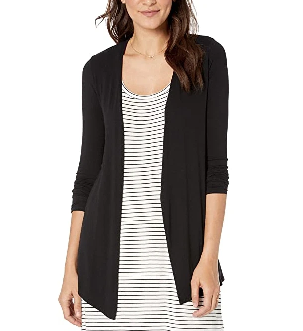 Long black open cardigan online