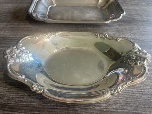 Vintage International Silver Company #448 Silverplate Orleans Rose Small Tray +1 - Foto 2 di 7