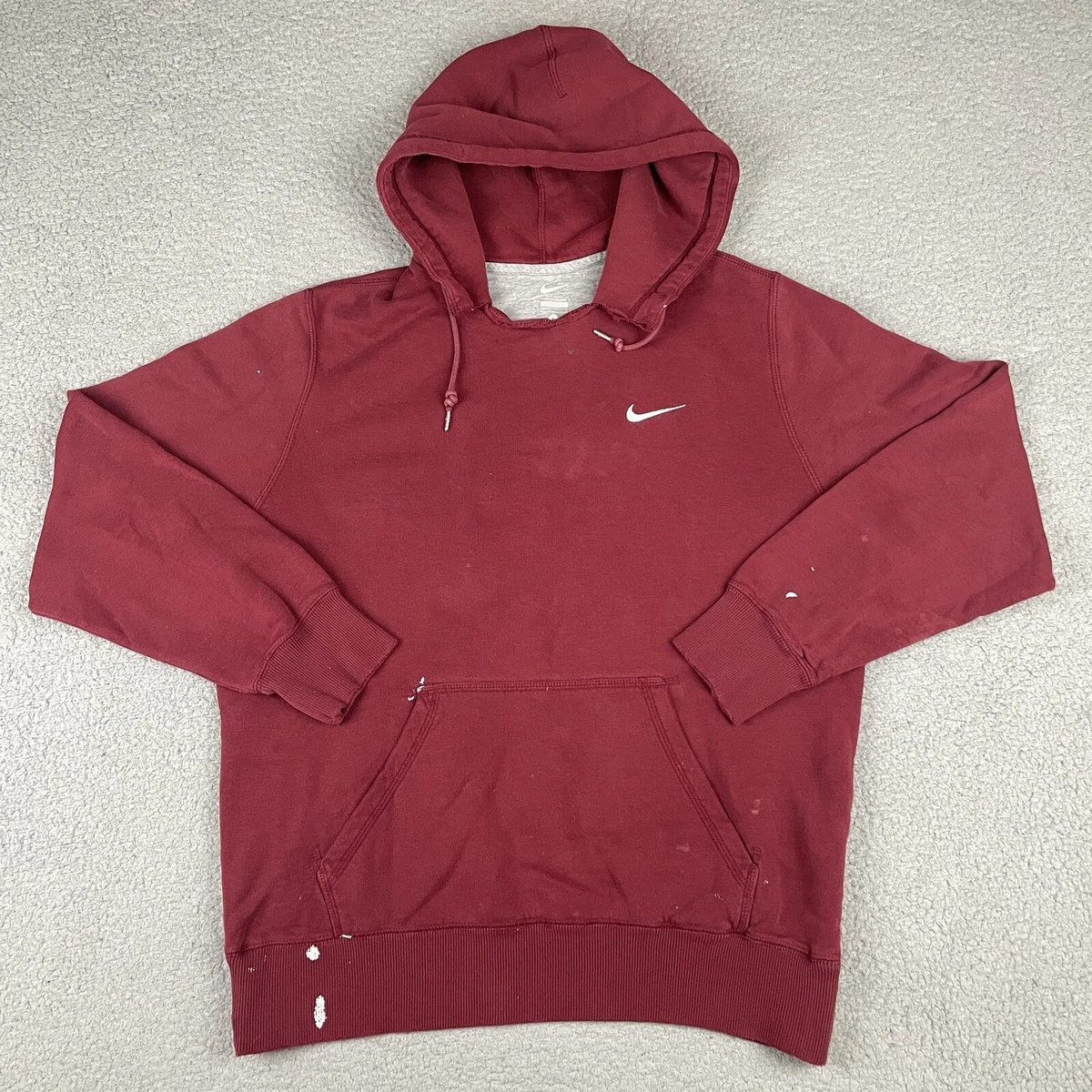 Nike Sweatshirt Adult Large Red Hoodie Embroidered Logo Distressed