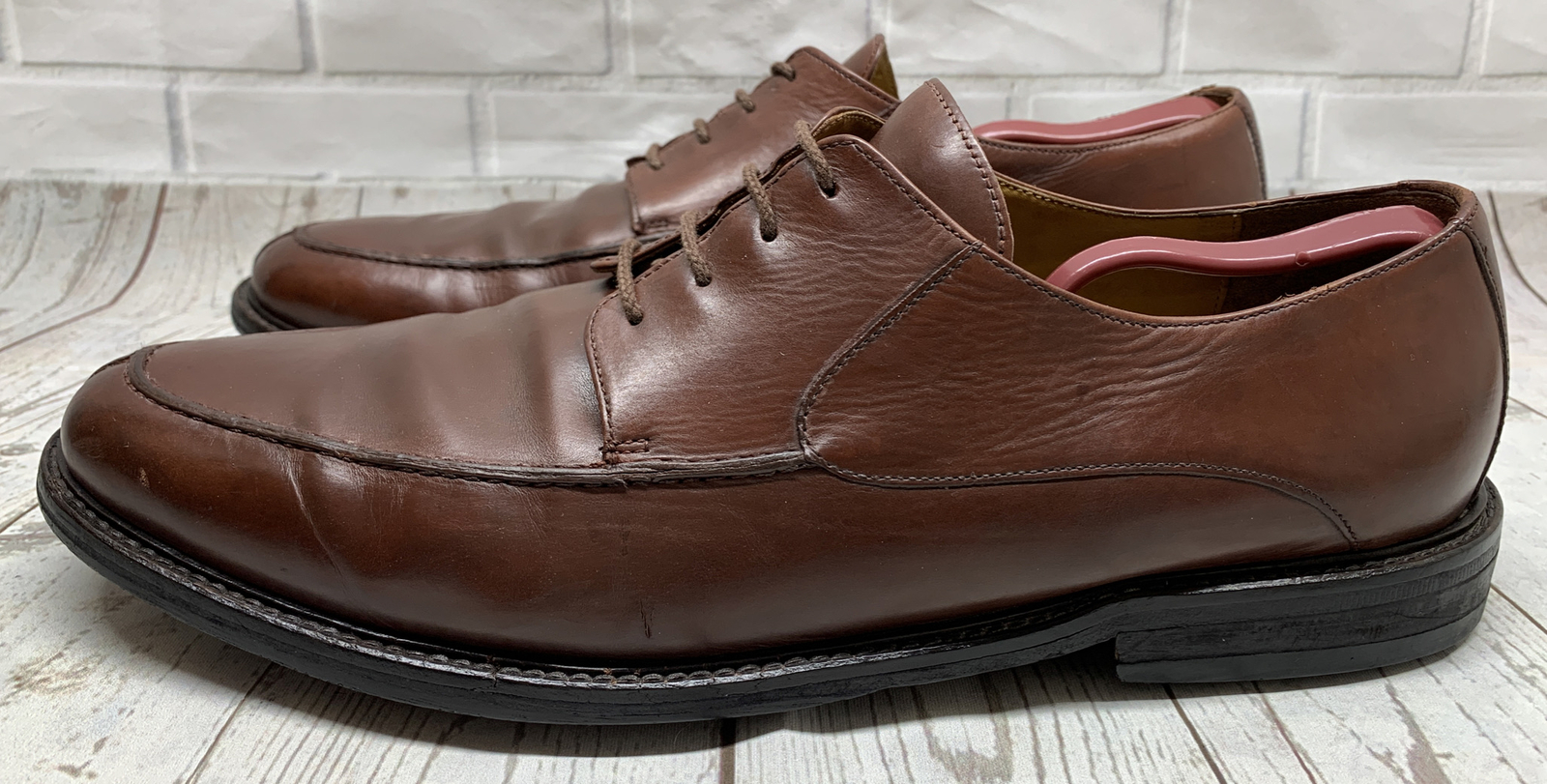 Johnston & Murphy Solid Brown Split Moc Toe Lace … - image 3