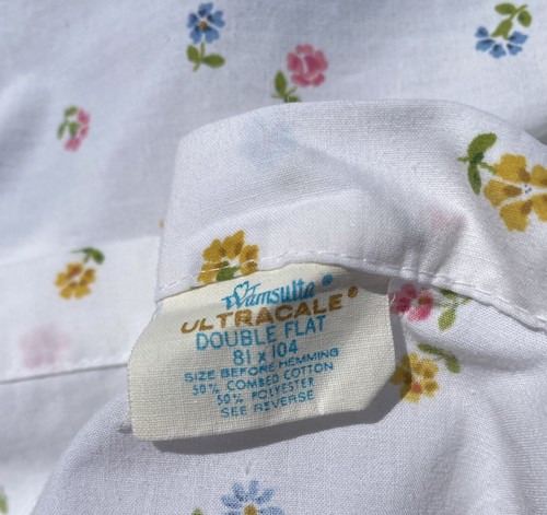 Vtg Wamsutta Ultracale White Floral Bed Twin Fitted Sheet & Double Flat Sheet - Picture 11 of 14