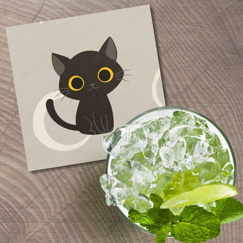 Lustige schwarze Katze Tier 4" x 4" Quadratische Holzuntersetzer - Bild 2 von 3