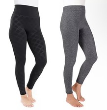 MUK LUKs Strumpfleggings Fleece-gef schwarz/grau Größe M/L 2er Pack