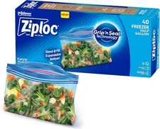 Ziploc Half Gallon Freezer Bags 40 Count Grip ’n Seal Strong Food Storage