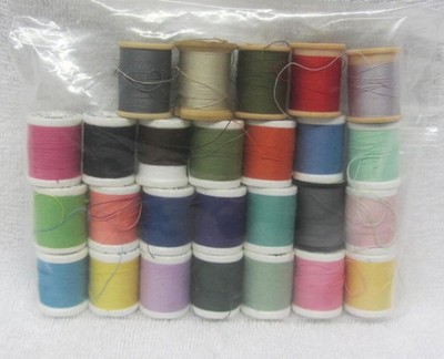 Nice Lot Of 26 Small 1'' Spools Of Thread New & Used Assorted Colors