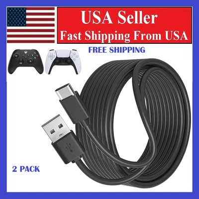 2 Pack USB C Cable PS5 Controller Charger Cord for Xbox Series X/S, 10ft Black - Image 1 of 4