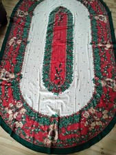 Vtg Homescape Christmas Holiday Cotton Tablec...